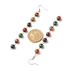 Imitation Tiger Eye Round Beaded Long Tassel Dangle Earrings EJEW-JE04763-4