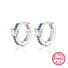 Anti-Tarnish Butterfly Rhodium Plated Platinum 925 Sterling Silver Micro Pave Cubic Zirconia Hoop Earrings GD5193-2-1