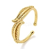 Rack Plating Brass Leaf Open Cuff Rings for Women RJEW-C081-06G-1