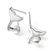 Rhodium Plated 925 Sterling Silver Stud Earring Findings STER-G036-02P-2