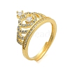 Crown Clear Cubic Zirconia Adjustable Rings RJEW-L120-017G-02-1