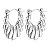 Vintage Retro Stainless Steel Shrimp-textured Oval Hoop Earrings for Women PW-WGBCD6B-02-1