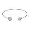 304 Stainless Steel Cuff Blank Bangle Bases with Flat Round Tray STAS-Z088-02P-2