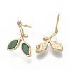 Brass Enamel Stud Earring Findings X-KK-T050-63G-NF-2