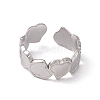 304 Stainless Steel Heart Wrap Open Cuff Ring for Women RJEW-C045-15P-2
