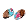 Transparent Resin and Walnut Wood Pendants RESI-T057-03K-2