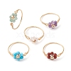 Flower Natural Gemstone Ring RJEW-JR00711-01-1