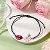 Handmade Flower Ladybird Glass Seed Braided Bead Bracelet BJEW--MZ00105-01-4