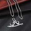 304 Stainless Steel Arabic Pendant Box Chain Necklaces for Women Men NJEW-R013-04P-3