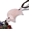 Moon Natural Rose Quartz Pendant Decorations HJEW-R127-01H-5