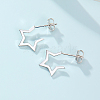 Simple Sterling Silver Star Stud Earrings UU1378-2-1