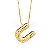 Brass Micro Pave Clear Cubic Zirconia Initial Pendant Necklaces FS-WGF17D9-26-1