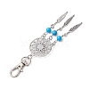 Woven Net/Web with Feather Alloy Pendant Decorations HJEW-JM02138-5