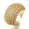 Rack Plating Brass Clear Cubic Zirconia Open Cuff Rings RJEW-S411-18G-1