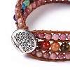 Natural Rhodonite Beaded Cord Bracelets BJEW-K214-B01-2