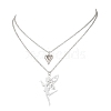 Stainless Steel Fairy and Heart Pendant 304 Stainless Steel Cable Chain Double Layer Necklaces for Women NJEW-JN05810-02-2