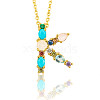 Golden Brass Micro Pave Cubic Zirconia Initial Pendants Necklaces NJEW-S069-JN002-K-1