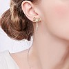 Clear Cubic Zirconia Bowknot Dangle Stud Earrings with Imitation Pearl Beaded JE1094A-6