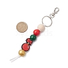 Christmas Themed Silicone Beads & Wood Beads Pendant Decorations HJEW-JM02379-3