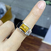 Rectangle Natural Tiger Eye Finger Ring FIND-PW0021-07F-02-1