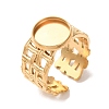 Woven Bezel 304 Stainless Steel Cuff Ring Components SA-CBAD8FA-01G-02-1