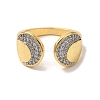 Rack Plating Brass Micro Pave Clear Cubic Zirconia Cuff Rings for Women RJEW-G325-13F-GP-2