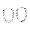 Rack Plating Brass Beaded Oval Huggie Hoop Earrings KK-D069-07P-RS-1