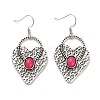 Heart with Ring Resin Dangle Earrings EJEW-G370-07AS-1