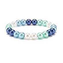 Glass Pearl Round Beaded Stretch Bracelet for Women BJEW-JB08388