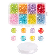 8 Colors 760Pcs Round Plated AB Color Transparent Acrylic Beads DIY-LS0001-06