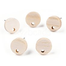 Ash Wood Stud Earring Findings EJEW-TAC0021-08