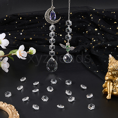 80Pcs Transparent Faceted Glass Connector Charms GLAA-SP0001-88C-01-1