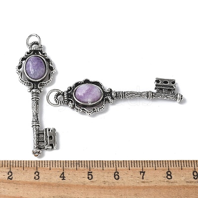 Key Brass Natural Lepidolite Big Pendants KK-D361-01AS-21-1