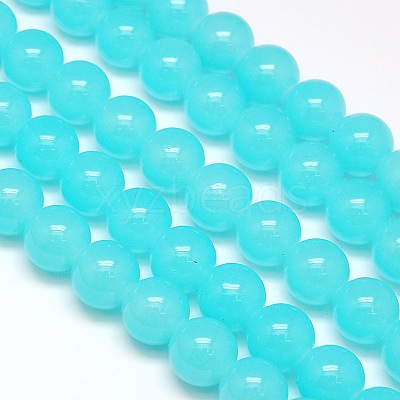Imitation Jade Glass Round Bead Strands GLAA-A022C-12mm-M-1