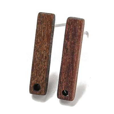 Walnut Wooden Stud Earrings Findings X-EJEW-B060-02A-1