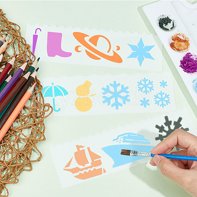 2 Sets 2 Styles PET Hollow Out Plastic Drawing Painting Stencils Templates AJEW-GF0006-91A-1
