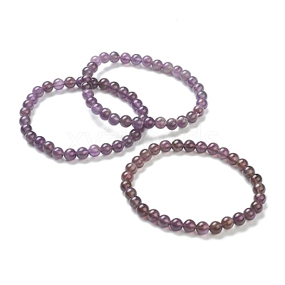 Natural Amethyst Beaded Stretch Bracelets BJEW-D446-B-47-1