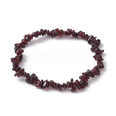 Natural Garnet Chips Beaded Stretch Bracelets for Women BJEW-JB10046-09-1
