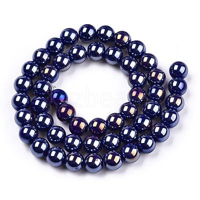 Electroplate Opaque Glass Beads Strands GLAA-T032-P8mm-AB03-1