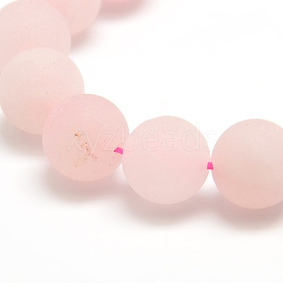 Frosted Natural Rose Quartz Round Bead Strands G-M064-12mm-09-1