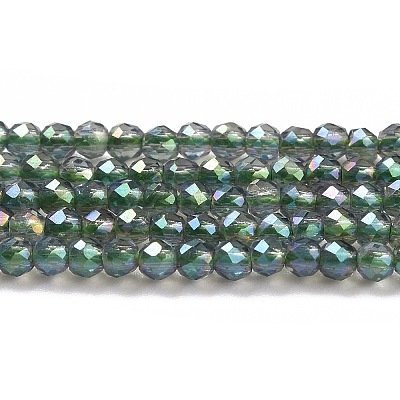 Electroplate Transparent Glass Beads Strands X-GLAA-H021-01A-FR01-1