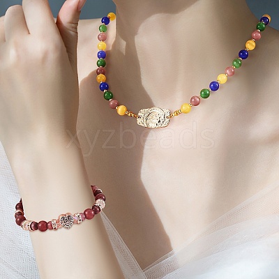 DIY Round Cat Eye Beads Bracelet Making Kit DIY-SZ0006-56C-1
