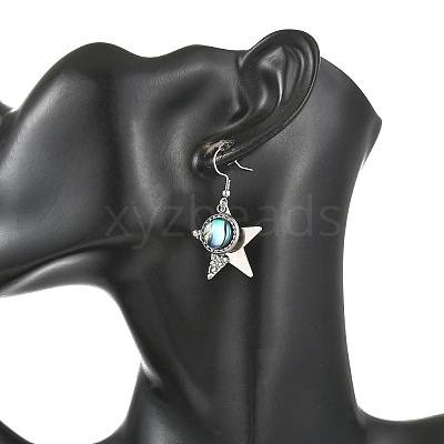 Paua Shell and 304 Stainless Steel Dangle Earrings EJEW-JE07471-03-1