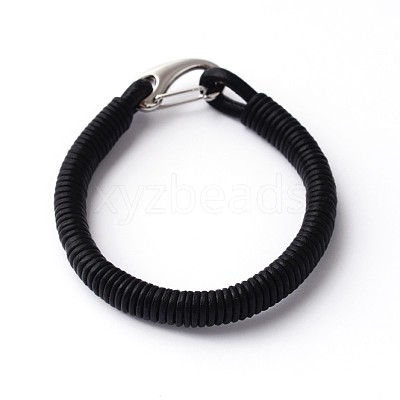 304 Stainless Steel Leather Cord Bracelets BJEW-N269-25-1