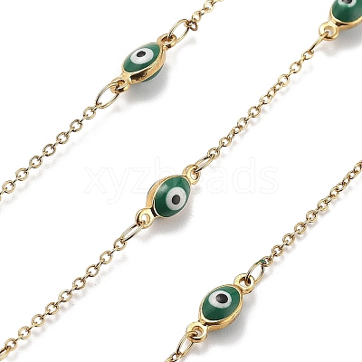 Enamel & 304 Stainless Steel Link Chains CHS-K021-10G-02-1