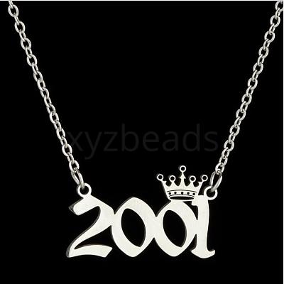 Crown Birth Year 201 Stainless Steel Pendant Necklaces for Women FS-WG4E8F2-62-1