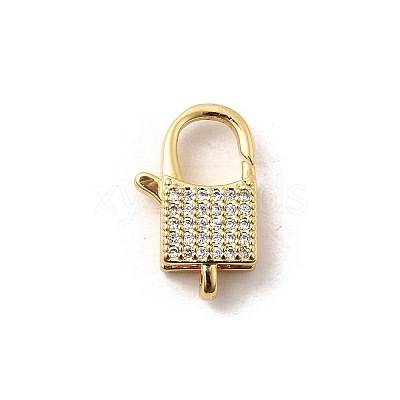 Brass Micro Pave Clear Cubic Zirconia Lobster Claw Clasps KK-A266-24C-G-1