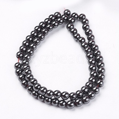 Magnetic Synthetic Hematite Beads Strands G-Q893-6mm-1