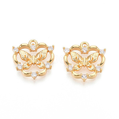 Brass Micro Pave Cubic Zirconia Pendants KK-N263-77B-G-1