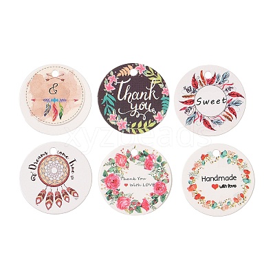100Pcs Paper Flower Printed Gift Tags CDIS-H007-01-1